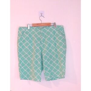 Caribbean Joe Bermuda Shorts Nautical Print Casual Summer Green Size‎ 12/ #5141